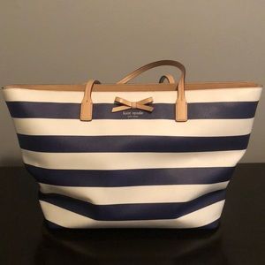 Navy Striped Kate Spade Large Tote